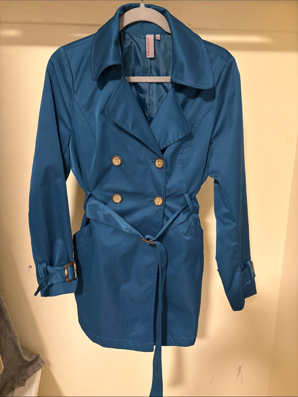 ambition Teal Trench Coat with Double-Breasted Buttons